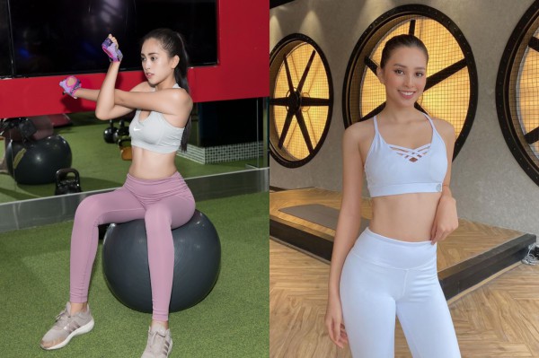 Sao Việt khỏe đẹp: Hoa hậu Tiểu Vy tập tạ để siết vòng eo
