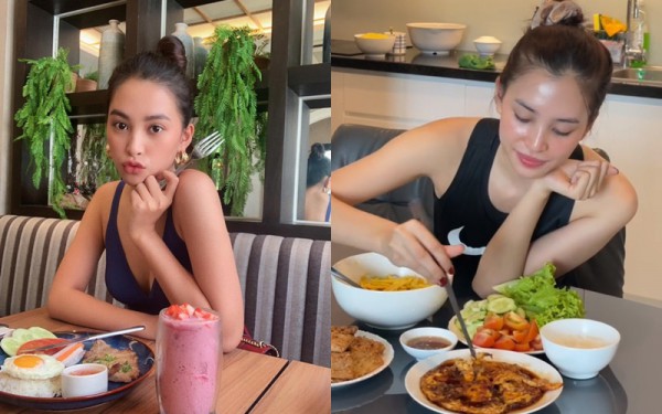 Sao Việt khỏe đẹp: Hoa hậu Tiểu Vy tập tạ để siết vòng eo