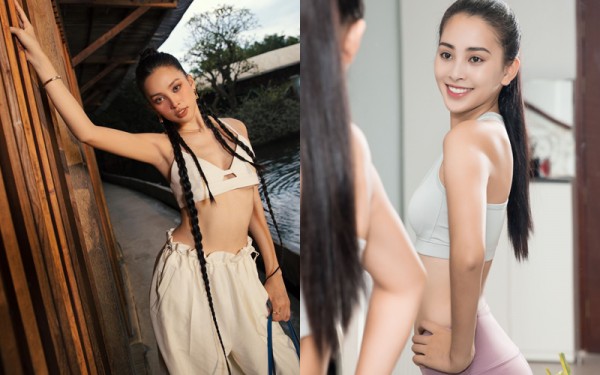 Sao Việt khỏe đẹp: Hoa hậu Tiểu Vy tập tạ để siết vòng eo