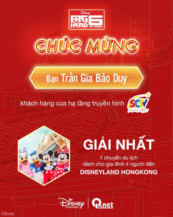 Chúc mừng khách hàng của SCTV trúng thưởng cuộc thi "XEM PHIM HAY - TRÚNG QUÀ NGAY" - BIG HERO 6