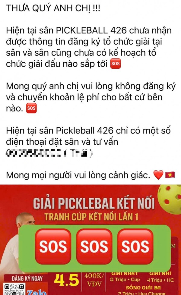 Lừa đảo tìm đến người chơi pickleball Lừa đảo tìm đến người chơi pickleball