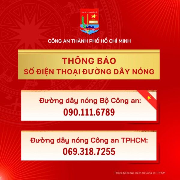 Công an TP.HCM công bố đường dây nóng tiếp nhận phản ánh tiêu cực, tham nhũng Công an TP.HCM công bố đường dây nóng tiếp nhận phản ánh tiêu cực, tham nhũng