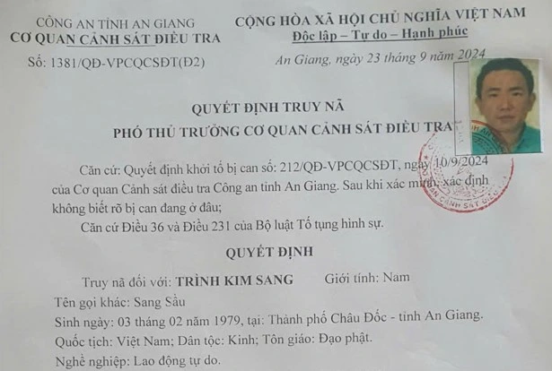 An Giang: Truy nã Sang ‘sầu’, trùm băng nhóm ‘giang hồ Thất Sơn’ một thời