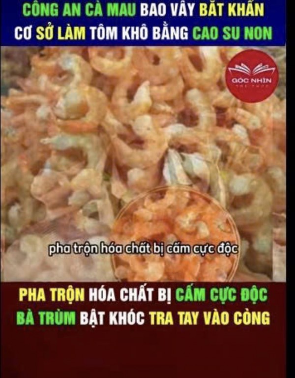 Bắt giữ người tung tin giả 'tôm khô Cà Mau làm từ cao su non'