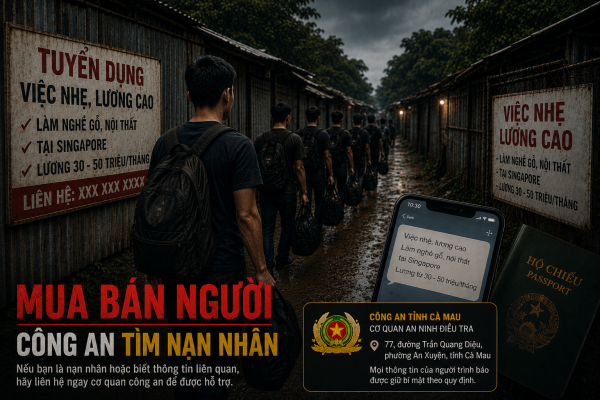 Công an Cà Mau tìm bị hại vụ mua bán người sang Campuchia để cưỡng bức lao động Công an Cà Mau tìm bị hại vụ mua bán người sang Campuchia để cưỡng bức lao động