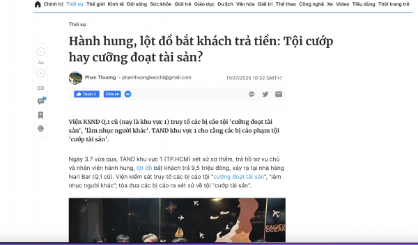Hành hung, lột đồ bắt khách trả tiền: Án lệ của TAND tối cao thế nào? Hành hung, lột đồ bắt khách trả tiền: Án lệ của TAND tối cao thế nào?