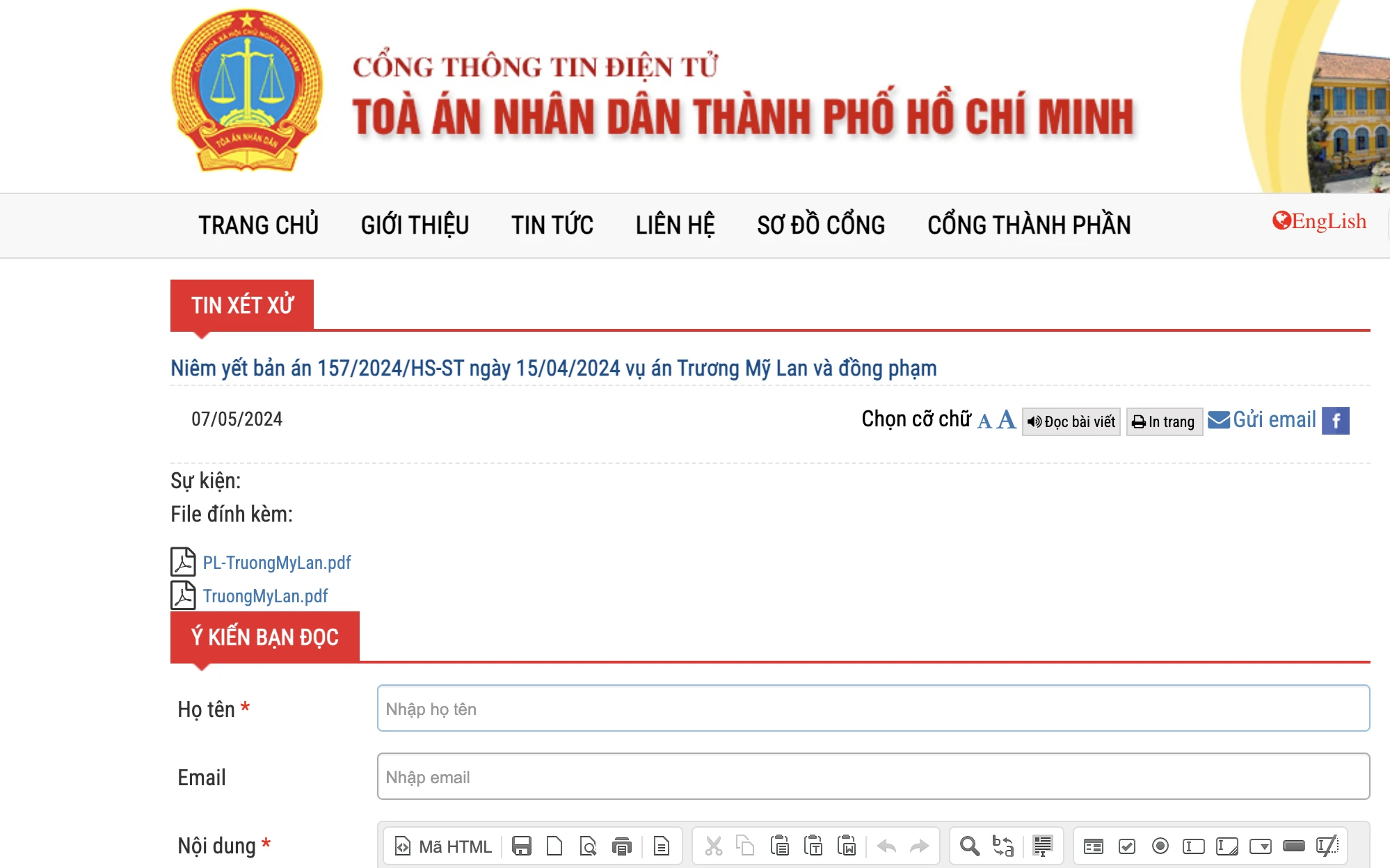 TAND TP.HCM công bố bản án Trương Mỹ Lan và đồng phạm