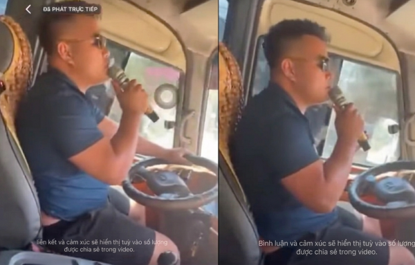 Xử phạt tài xế vừa lái xe khách vừa hát karaoke