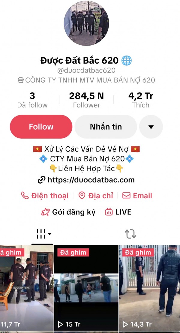'Ông trùm' băng nhóm đòi nợ thuê có kênh TikTok triệu view 'Được Đất Bắc 620'