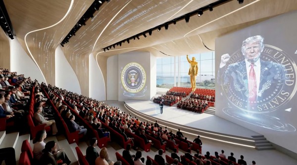 Hé lộ thiết kế thư viện ông Trump: tạc tượng vàng, đặt chuyên cơ Không lực Một