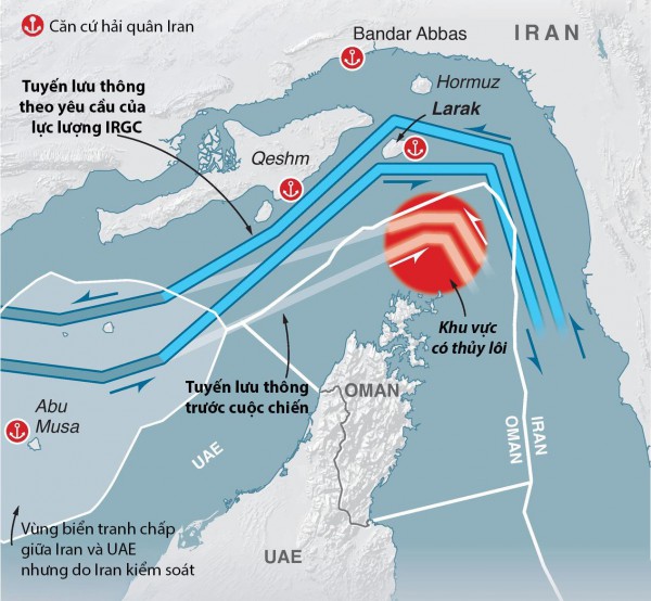 Tàu qua eo biển Hormuz vẫn 'nhỏ giọt'