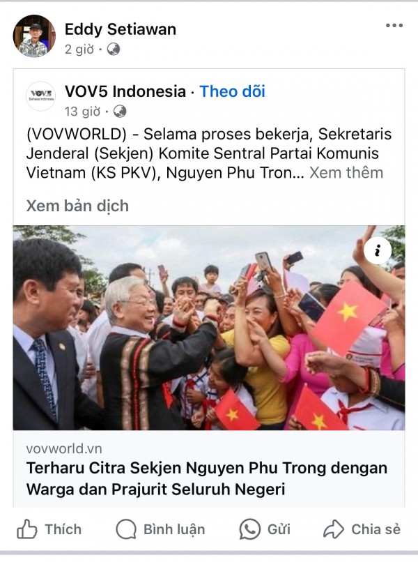Thính giả Indonesia thương tiếc Tổng Bí thư Nguyễn Phú Trọng