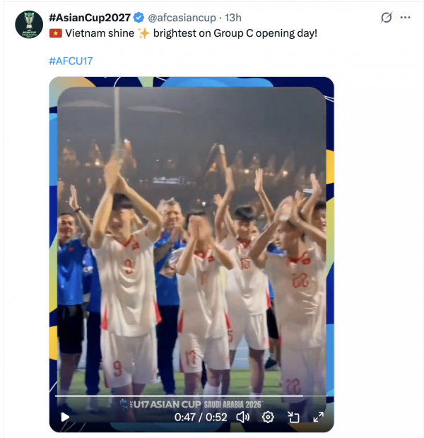 AFC công bố video cực ‘chất’ của U.17 Việt Nam: ‘Tỏa sáng rực rỡ nhất…’