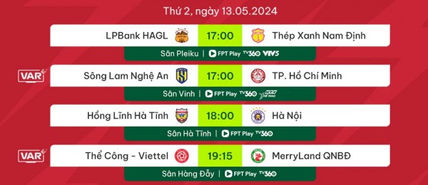 Lịch thi đấu vòng 18 V-League 2023 - 2024 mới nhất hôm nay (13.5): Nóng bỏng sân Pleiku