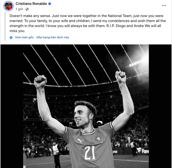 Ronaldo nói lời gan ruột tiễn biệt Diogo Jota: 'Chúng tôi sẽ luôn nhớ đến cậu' Ronaldo nói lời gan ruột tiễn biệt Diogo Jota: 'Chúng tôi sẽ luôn nhớ đến cậu'