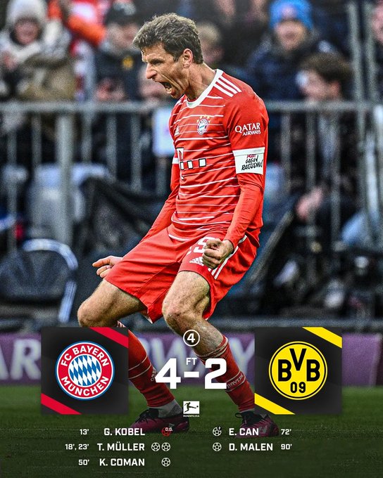 Thắng đậm Dortmund, Bayern Munich giành ngôi đầu bảng Bundesliga