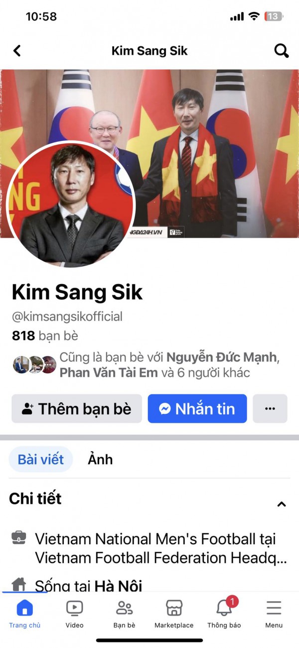 HLV Kim Sang-sik bị giả mạo danh tính trên Facebook, người đại diện lên tiếng khẩn cấp