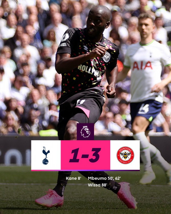 Harry Kane ghi siêu phẩm, Tottenham vẫn thua bạc nhược trước Brentford