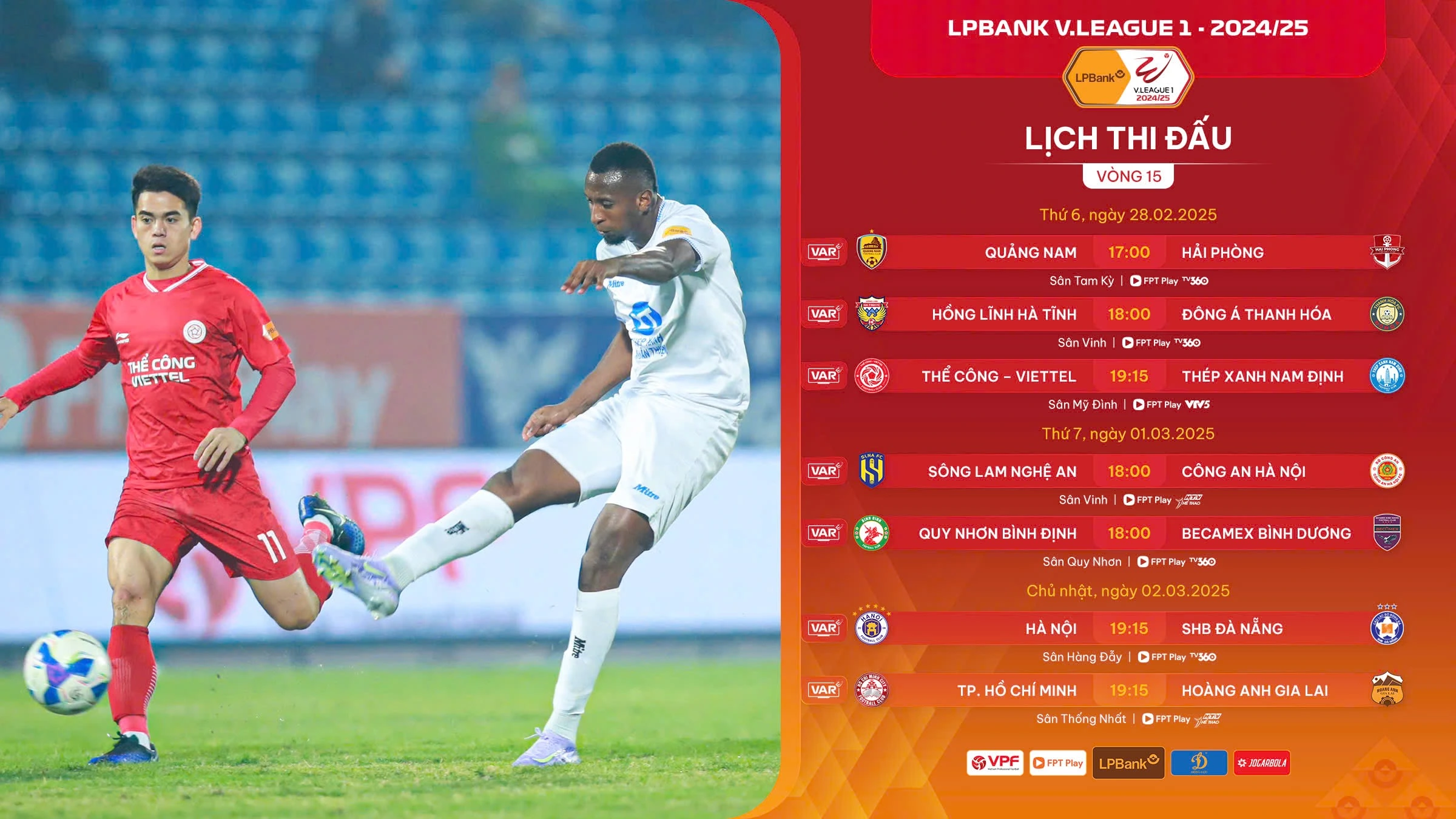 Lịch thi đấu V-League hôm nay: Hấp dẫn Thể Công Viettel đấu CLB Nam Định, ngôi đầu cực nóng Lịch thi đấu V-League hôm nay: Hấp dẫn Thể Công Viettel đấu CLB Nam Định, ngôi đầu cực nóng