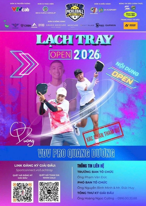 Quang Dương và dàn sao pickleball Việt Nam hội ngộ ở giải Lạch Tray Open