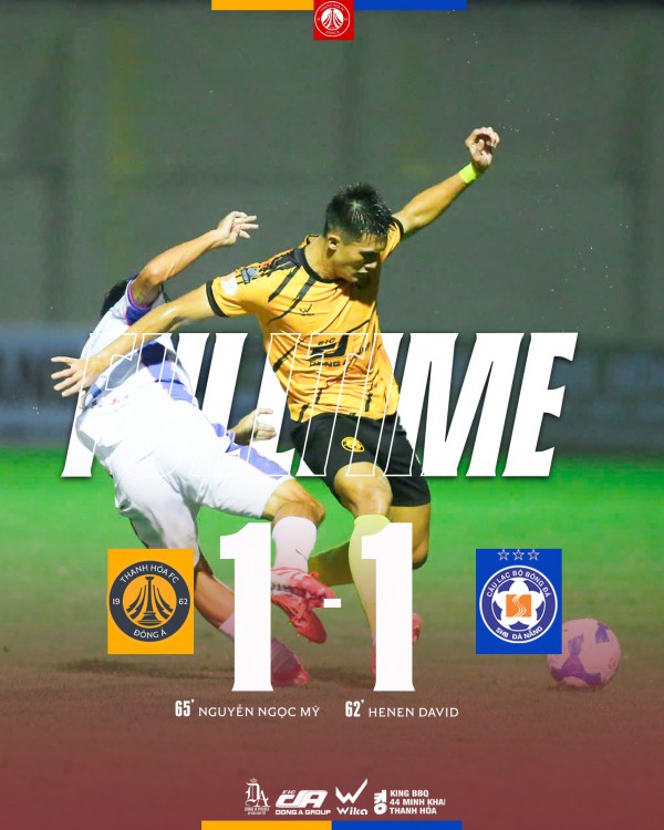 Thanh Hóa thoát thua nhờ nhân vật đặc biệt, Đà Nẵng bị chia điểm đầy tiếc nuối