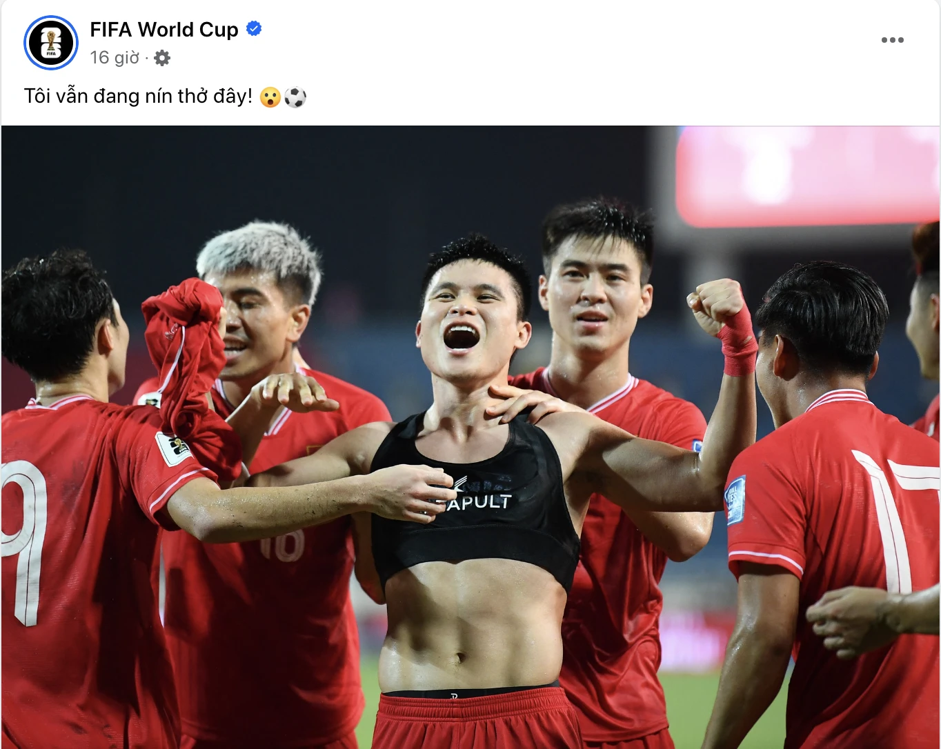 Trang chủ FIFA World Cup hào hứng 'khoe' khoảnh khắc ăn mừng của Tuấn Hải