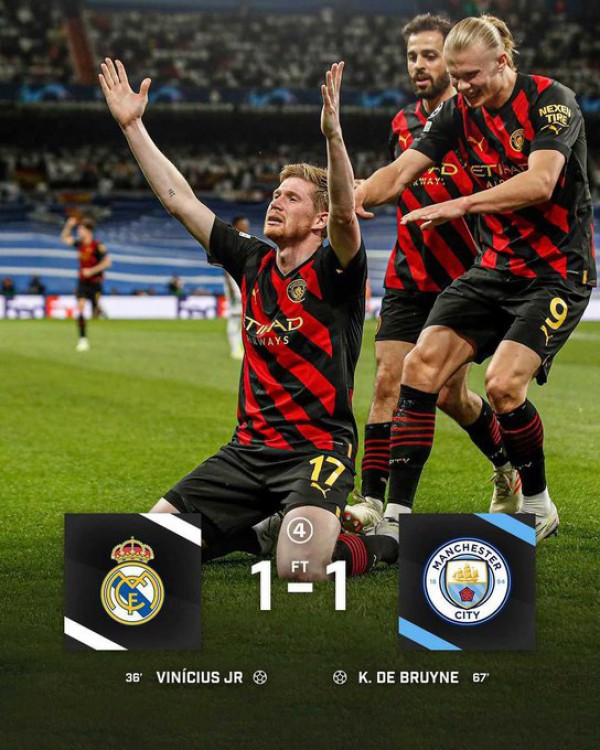 UEFA Champions League – Real Madrid và Man City bất phân thắng bại tại Bernabeu