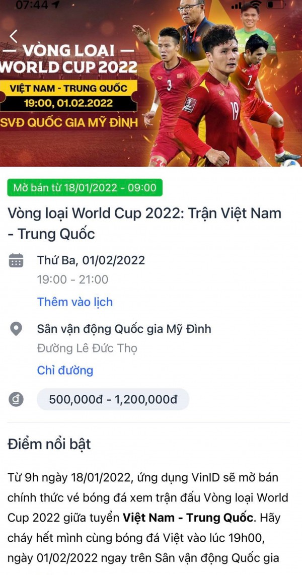 Vé trận tuyển Việt Nam gặp đội Trung Quốc chưa gây sốt