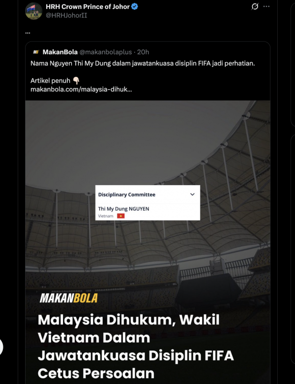 'Ám chỉ tiêu cực' đến nhân vật đặc biệt của Việt Nam: Hành động thiếu cao thượng của bóng đá Malaysia? 'Ám chỉ tiêu cực' đến nhân vật đặc biệt của Việt Nam: Hành động thiếu cao thượng của bóng đá Malaysia?