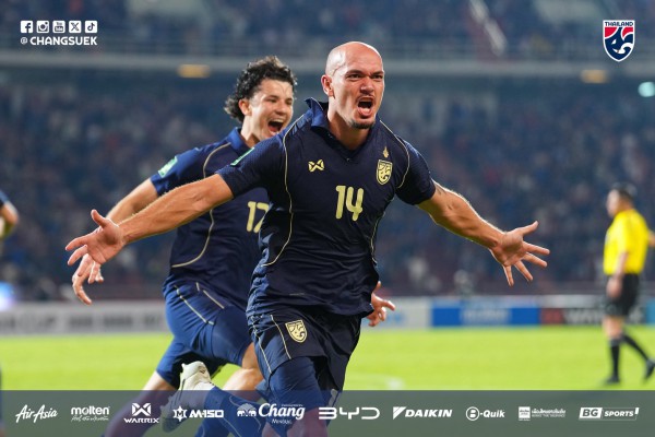 Đội tuyển Thái Lan thắng Turkmenistan phút 89, lách khe cửa hẹp giành vé Asian Cup 2027