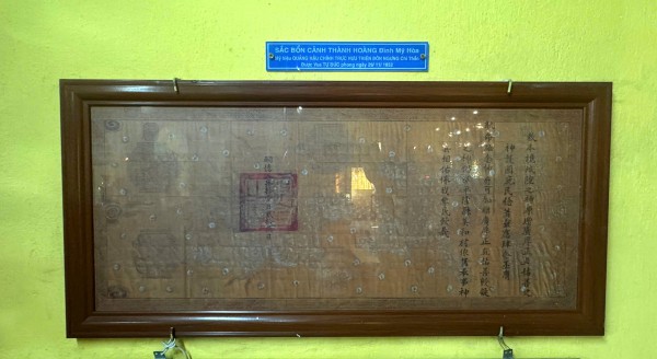 Sắc phong thần vua Tự Đức và câu chuyện báu vật ở đình Mỹ Hòa, Bà Điểm
