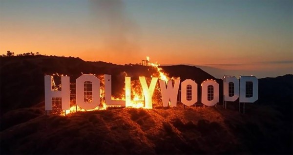 Thật hư bức ảnh bảng hiệu Hollywood bị cháy