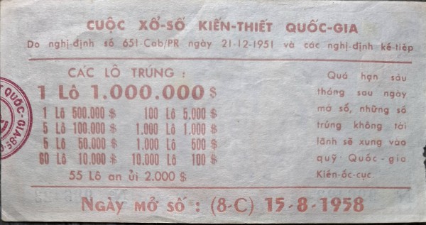 Độc lạ những tờ vé số kiến thiết xưa Độc lạ những tờ vé số kiến thiết xưa