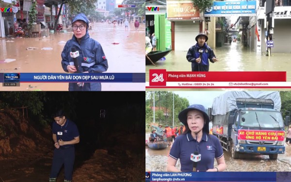 Tinh thần dấn thân, lăn xả của đội ngũ làm báo VTV trong bão lũ