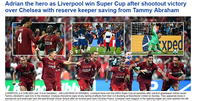 Liverpool đoạt Siêu cúp châu Âu: Báo Anh tin "lịch sử lặp lại", khen Chelsea tiến bộ