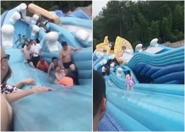 Nhà phao trượt nước bị sụp vì quá tải khiến 1 bé gái 8 tuổi tử vong và nhiều người khác bị thương Nhà phao trượt nước bị sụp vì quá tải khiến 1 bé gái 8 tuổi tử vong và nhiều người khác bị thương