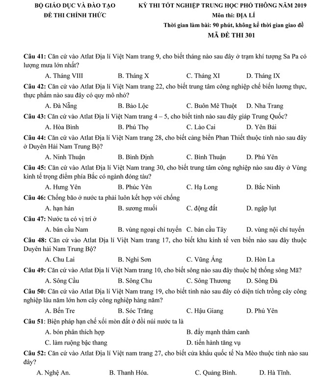 Điểm thi THPT quốc gia 2019: 10 tỉnh, thành có điểm thi môn địa cao nhất Điểm thi THPT quốc gia 2019: 10 tỉnh, thành có điểm thi môn địa cao nhất